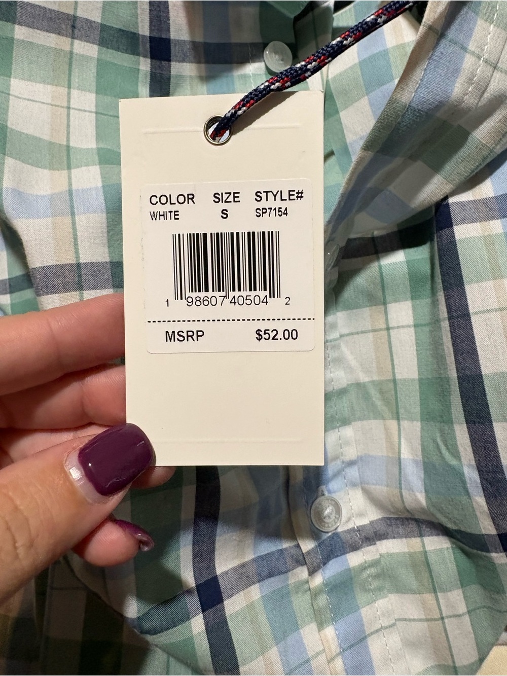 Sperry Green and Blue Plaid Short-Sleeve Button-Down Shirt - Picture 2 of 2